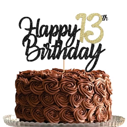 Vhtanop Happy Birthday Tortendeko, 13. Geburtstag Junge Deko und Mädchen, Cake Topper Geburtstag, Happy Birthday Cake Topper Personalisiert Glitzerndes von Vhtanop