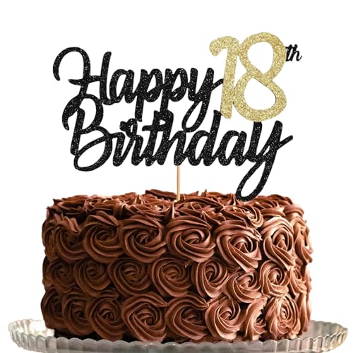 Vhtanop Happy Birthday Tortendeko, 18. Geburtstag Junge Deko und Mädchen, Cake Topper Geburtstag, Happy Birthday Cake Topper Personalisiert Glitzerndes von Vhtanop