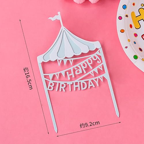 cake topper happy birthday, Festlicher Tortenaufsatz mit Zirkuszelt-Design (Blue) von Vhtanop