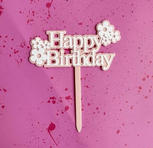 cake topper happy birthday Acrylic (Pink) von Vhtanop