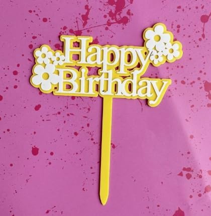 cake topper happy birthday Acrylic (Yellow) von Vhtanop
