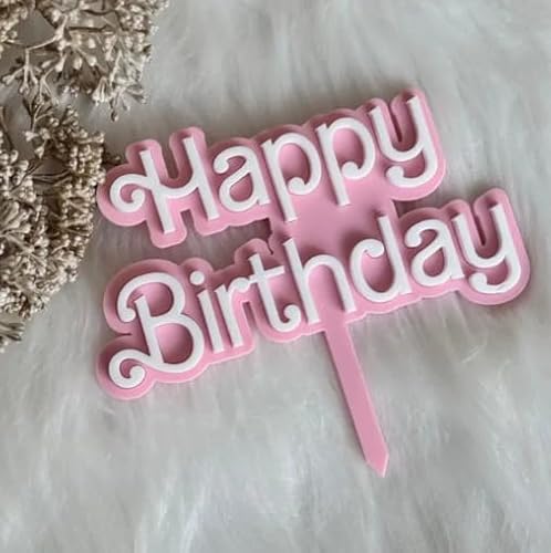cake topper happy birthday Acrylic pink von Vhtanop
