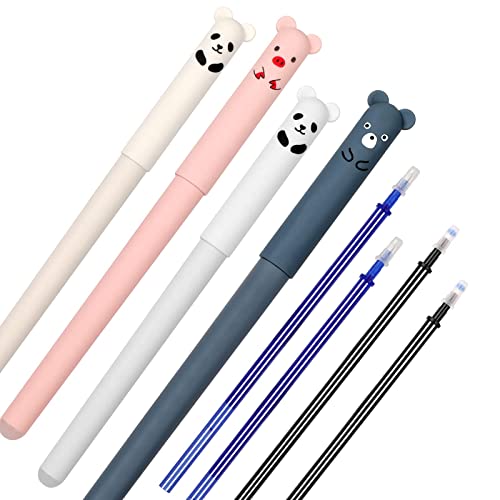 4 Erasable Cartoon Pen, Löschbaren Gelstiften Radierbarer Kugelschreiber Mit 4 Nachfüllungen, Für Kinder Studenten Schule Büro (blaue Mine) von ViLLeX