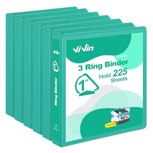 ViVin Stabile 2,5 cm D-Ringbücher, 3-Ringbücher mit 2 Taschen, für 225 Blatt US-Briefpapier für Büro, Zuhause, Schule, 6 Stück, Seegrün ViVin Stabile 2,5 cm D-Ringbücher, 3-Ringbücher mit 2 Taschen, für 225 Blatt US-Briefpapier für Büro, Zuhause, Schule, 6 Stück, Seegrün von ViVin
