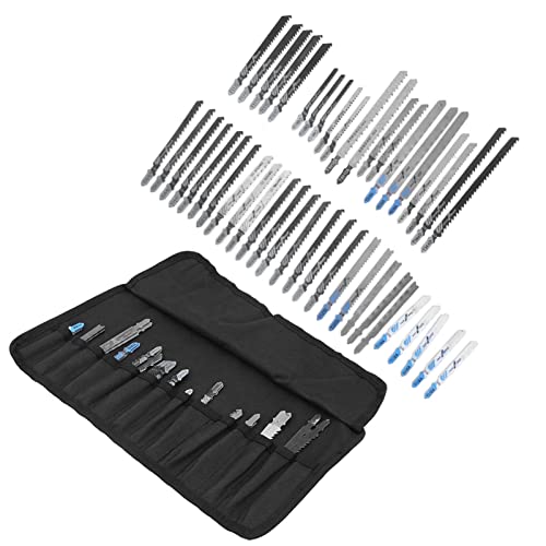 48 PCs T-Shank Jig Saw Saw Blades Set mit Aufbewahrungskoffer, HSS Metall Universal Fine Middle Tooth Kit Schneidwerkzeuge für Holzplastik und Metallschneidung, Einschließlich Verschiedener Arten für von ViaGasaFamido