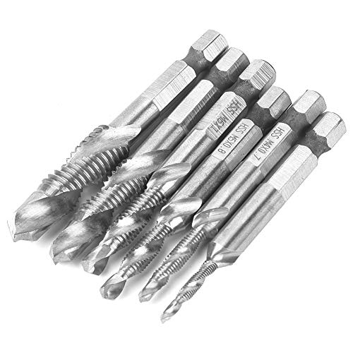 6pcs HSS Hex Shank -Tap -Bohrbohrer Bit Eingestellt Robuster und Langlebiger Zusammengesetzter Hahn für Weiche Klopfmetall, Aluminium, Eisen 15 Mm Länge M3/M5/M5 M6/M8/M10 (Metrik Silber 4341 6pcs HSS Hex Shank -Tap -Bohrbohrer Bit Eingestellt Robuster und Langlebiger Zusammengesetzter Hahn für Weiche Klopfmetall, Aluminium, Eisen 15 Mm Länge M3/M5/M5 M6/M8/M10 (Metrik Silber 4341 von ViaGasaFamido