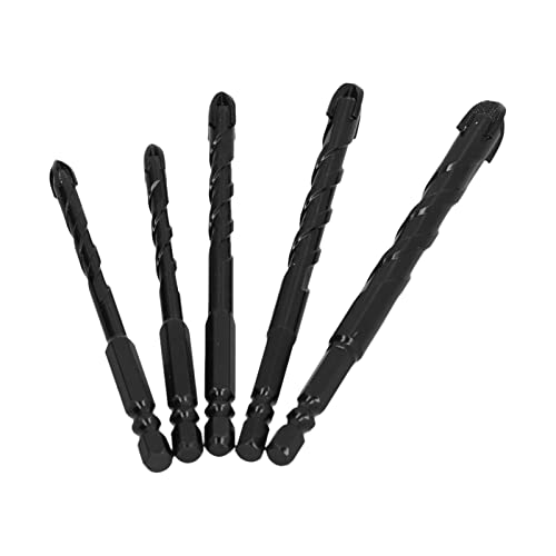 Kit der Bits Perforations -Instrumente für den Hexagonalen Stiel für Perforation Holzsteine, Schlafbares Zementkarbid, 5 Stücke in 1 Set ISP -Projekten (BLACK) von ViaGasaFamido