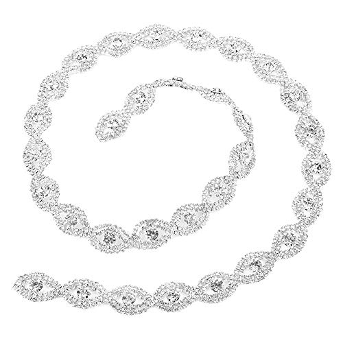 Strassbesatz, 1 Yard glitzernd Strass Band Kette Kralle 1,5 cm Breite DIY Dekoration Hochzeitskleid Applikationen Brautkette für Hochzeitskleid Halskette Hüte [Strass weiß] Steine von ViaGasaFamido