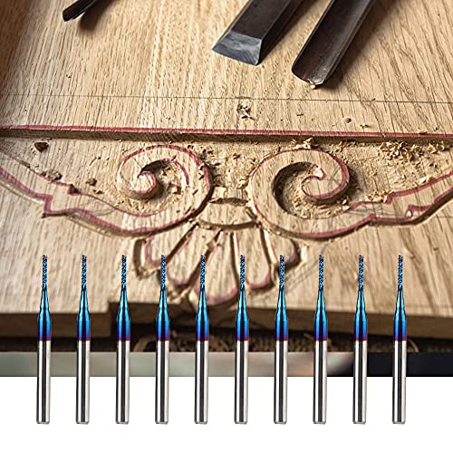 ViaGasaFamido 10-teilige Carbid-Endmühle Set Blue Corn Cutter CNC-PCB-Gravur-Mahlwerkzeug, Verschleißresistente, Schnellspipentfernung mit 10 Schneider für Leiterplatten, SMT, CNC (1,3 mm) von ViaGasaFamido