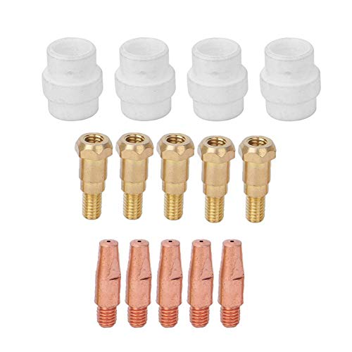 ViaGasaFamido 14-teiliges Schweißbrenner Shunt-Kontaktspitze MIG-Schweißpistolen-Zubehörsatz Gasdiffusor-Spitzenhalter für Binzel 24KD MIG-Schweißbrenner(1.0mm) von ViaGasaFamido