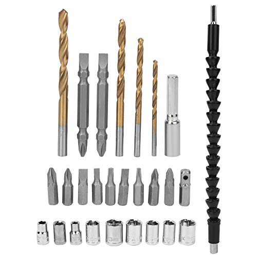 ViaGasaFamido 27pcs Verbindungsschraubendreherbit mit Flexibles Bithalter, Twistbohrer aus Kohlenstoffstahl, Kraftschraubendreher, Einfach zu Verwenden Zum Bohren und Zum Schraubenverschraub von ViaGasaFamido