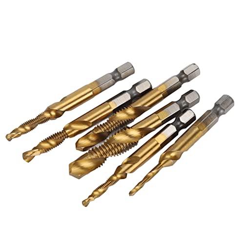 ViaGasaFamido 6 -pcs -Spiralflöten Set Kit, Hochgeschwindigkeits Stahlmaterial, 1/4 Zoll Hex Schaft, Effiziente Chipentfernung, Vielseitige Verwendung Zum Bohren von Klopfen, 6pcs in 1 Set, Einfache von ViaGasaFamido