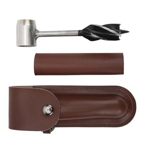 ViaGasaFamido Edelstahl -Augerschlüsselset, Multi -Werkzeug Im Freien mit Aufbewahrungsbeutel, Zum Angeln, Campen, Ausflüge, Holzbohrer Augerschlüssel (Braune Ledertasche und Holster) von ViaGasaFamido