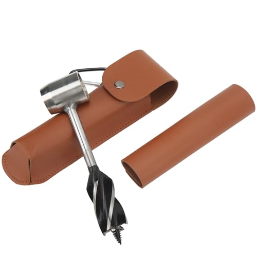 ViaGasaFamido Edelstahl -Augerschlüsselset, Multi -Werkzeug Im Freien mit Aufbewahrungsbeutel, Zum Angeln, Campen, Ausflüge, Holzbohrer Augerschlüssel (Braune PU-Ledertasche und Holster) von ViaGasaFamido