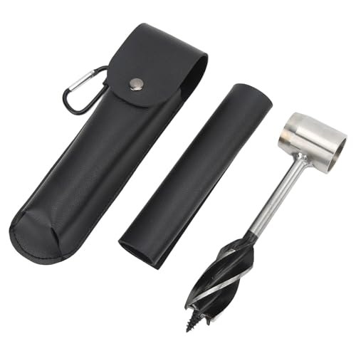 ViaGasaFamido Edelstahl -Augerschlüsselset, Multi -Werkzeug Im Freien mit Aufbewahrungsbeutel, Zum Angeln, Campen, Ausflüge, Holzbohrer Augerschlüssel (Schwarze PU-Ledertasche und Holster) von ViaGasaFamido