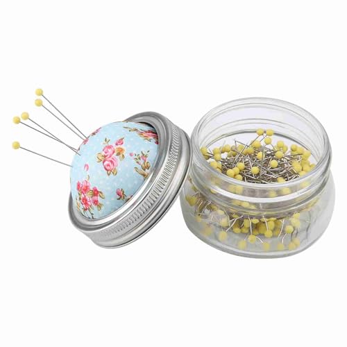 ViaGasaFamido Nähen Nadel Pad Home Exquisite Glasflasche Nähen Nadel Pad Runde Perle Kopf Nadel DIY Nähzubehör, ideal dekorative Artikel für Hochzeiten, Braut Corsage von ViaGasaFamido
