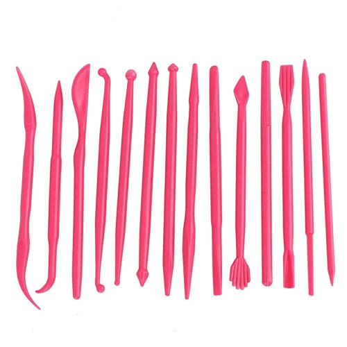 ViaGasaFamido Skulptur-Werkzeug-Set aus Ton, 14-teilig, Basteln, Kunststoff, handgefertigt, Ton, Skulptur, Töpferei, Polymer, Modellierwerkzeug (Rosa-Rot) von ViaGasaFamido