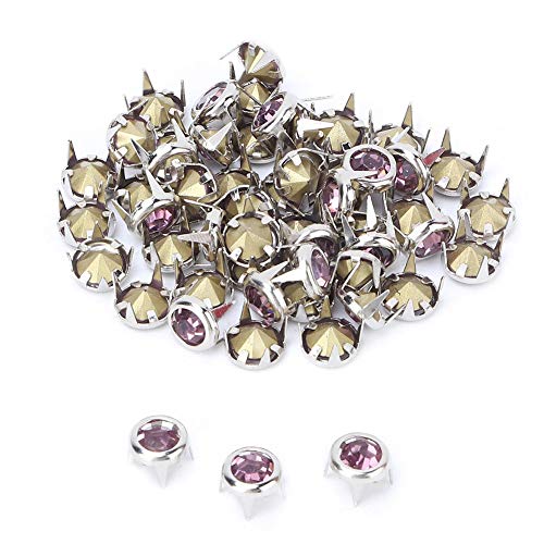 ViaGasaFamido Strass Nailhead, 50PCS 7mm DIY Silber Runde Klaue A Grade Kristall Strass Weiß/Pink Strass Klaue Perlen Nagelkopf Nieten Punk Diamond Spikes Nieten(Rosa) von ViaGasaFamido