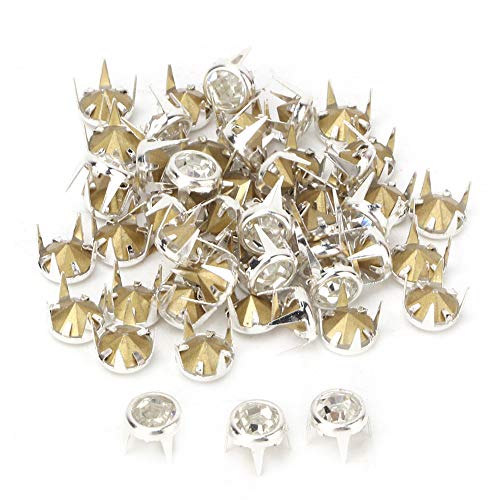 ViaGasaFamido Strass Nailhead, 50PCS 7mm DIY Silber Runde Klaue A Grade Kristall Strass Weiß/Pink Strass Klaue Perlen Nagelkopf Nieten Punk Diamond Spikes Nieten(Weiß) von ViaGasaFamido