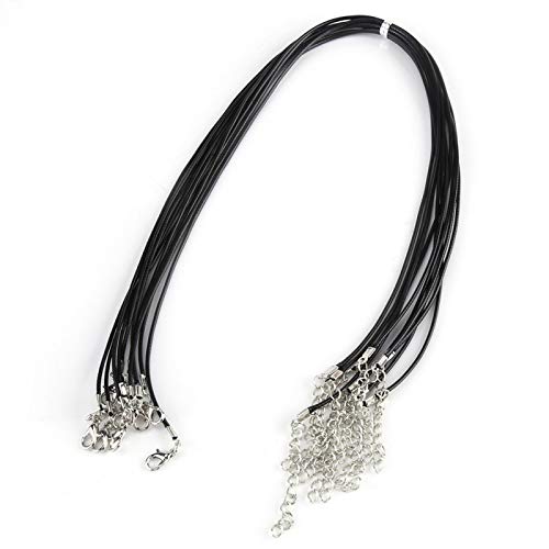 ViaGasaFamido Wachsseil, 10 STK. 1,5 mm verstellbare Halskette Wachsseil Baumwollkette Halskette Wachsschnur mit Verschluss für die DIY-Schmuckherstellung(schwarz) von ViaGasaFamido
