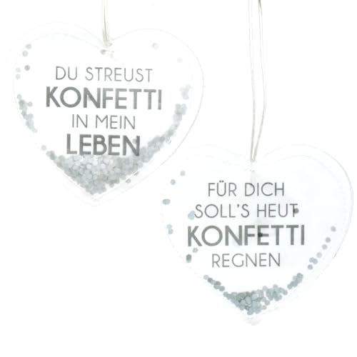 Herzförmige Konfetti-Anhänger mit Sprüchen für Geschenke & Dekoration von Viana