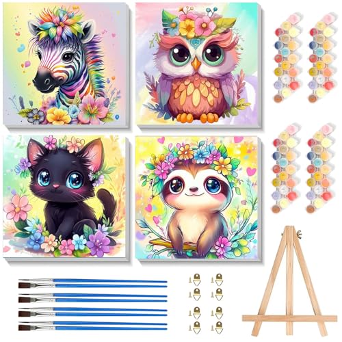4 Stück Tier Malen Nach Zahlen Kinder mit Rahmen ab 5 6 7 Jahre Mädchen und Jungen mit Holzstaffelei-Eule Faultier Katze Zebra Malen Nach Zahlen Kinder ab 7 Jahren Acrylfarben mit als Geschenk,20x20cm 4 Stück Tier Malen Nach Zahlen Kinder mit Rahmen ab 5 6 7 Jahre Mädchen und Jungen mit Holzstaffelei-Eule Faultier Katze Zebra Malen Nach Zahlen Kinder ab 7 Jahren Acrylfarben mit als Geschenk,20x20cm von Viart