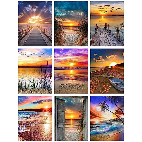 9 Pack Diamond Painting Erwachsene-Diamond Painting Landschaft, Diamant Painting Sonnenuntergang Basteln Erwachsene (9er set, 30x40 cm) von Viart