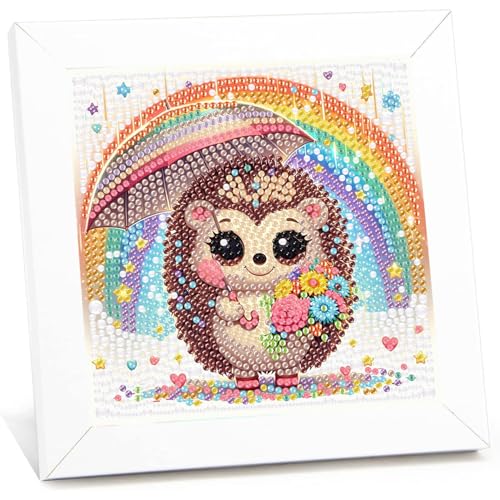 Igel Diamond Painting kinder mit Rahmen,Igel Diamond Art Anfänger Bilder Kinder,5D Diamant Painting Home Decor Geschenk für Kinder ab 6 Jahren(15x15cm) von Viart