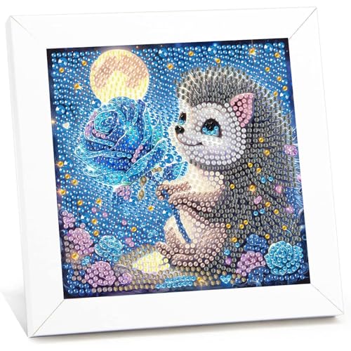 Igel Diamond Painting kinder mit Rahmen,Igel Diamond Art Anfänger Bilder Kinder,5D Diamant Painting Home Decor Geschenk für Kinder ab 6 Jahren(15x15cm) von Viart