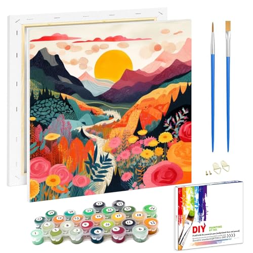 Viart Malen Nach Zahlen für Erwachsene Mit Rahmen - Landschaft Sonnenuntergang für Home Wand Dekor 20x20cm von Viart