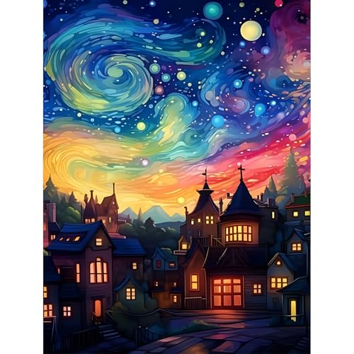 Viart Malen Nach Zahlen Landschaft-Malen nach Zahlen Erwachsene,Sternennacht Paint by Numbers Adult für Home Wand Dekor 30x40cm Viart Malen Nach Zahlen Landschaft-Malen nach Zahlen Erwachsene,Sternennacht Paint by Numbers Adult für Home Wand Dekor 30x40cm von Viart