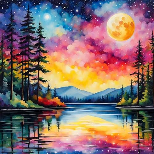Viart Malen Nach Zahlen Landschaft-Malen nach Zahlen Erwachsene Mond,Baum Paint by Numbers Adult für Home Wand Dekor 40x40cm Viart Malen Nach Zahlen Landschaft-Malen nach Zahlen Erwachsene Mond,Baum Paint by Numbers Adult für Home Wand Dekor 40x40cm von Viart