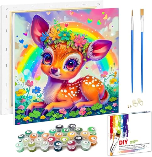 Viart Malen Nach Zahlen mit Rahmen Reh - Tier Malen Nach Zahlen für Erwachsene als Home Wand Dekor 20x20cm Viart Malen Nach Zahlen mit Rahmen Reh - Tier Malen Nach Zahlen für Erwachsene als Home Wand Dekor 20x20cm von Viart