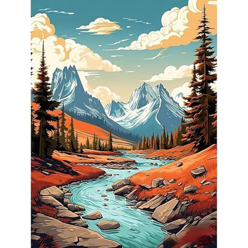 Viart Malen nach Zahlen Berg-Malen nach Zahlen Erwachsene Landschaft,Berge Paint by Numbers Adult für Home Wand Dekor 30x40cm Viart Malen nach Zahlen Berg-Malen nach Zahlen Erwachsene Landschaft,Berge Paint by Numbers Adult für Home Wand Dekor 30x40cm von Viart