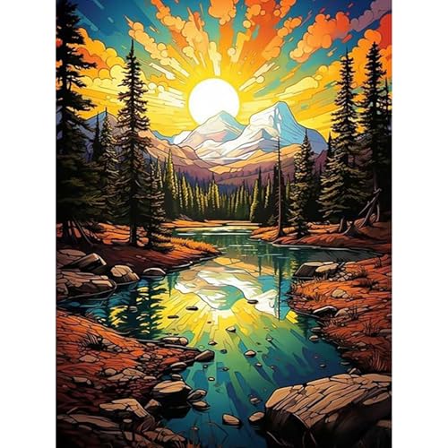 Viart Malen nach Zahlen Berg-Malen nach Zahlen Erwachsene Landschaft,Sonnenuntergang Paint by Numbers Adult für Home Wand Dekor 30x40cm Viart Malen nach Zahlen Berg-Malen nach Zahlen Erwachsene Landschaft,Sonnenuntergang Paint by Numbers Adult für Home Wand Dekor 30x40cm von Viart