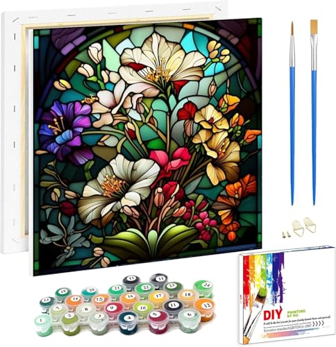 Viart Mehrfarbiges Glas Blumen Malen Nach Zahlen mit Rahmen-Mehrfarbiges Glas Malen Nach Zahlen Erwachsene mit Rahmen,Blumen Malen Nach Zahlen für Erwachsene Als Home Wand Dekor 20x20cm Viart Mehrfarbiges Glas Blumen Malen Nach Zahlen mit Rahmen-Mehrfarbiges Glas Malen Nach Zahlen Erwachsene mit Rahmen,Blumen Malen Nach Zahlen für Erwachsene Als Home Wand Dekor 20x20cm von Viart