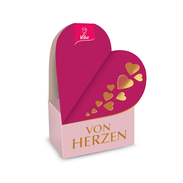 Kleiner Gruß von Herzen, 4 Nougat-Minis in Geschenkbox, 40g
