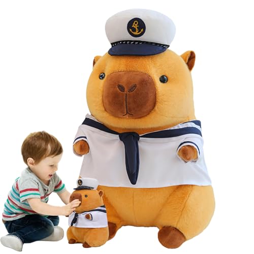 Capybara Plush, Capybara Toys - Sweet Toys Marine Seemannsanzug Capybara, Innenpuppe für Sofa & Auto, Kinder und Schlafzimmer Capylyply sind weich und flauschig beim Berühren Plüschstoff und is von Vibhgtf