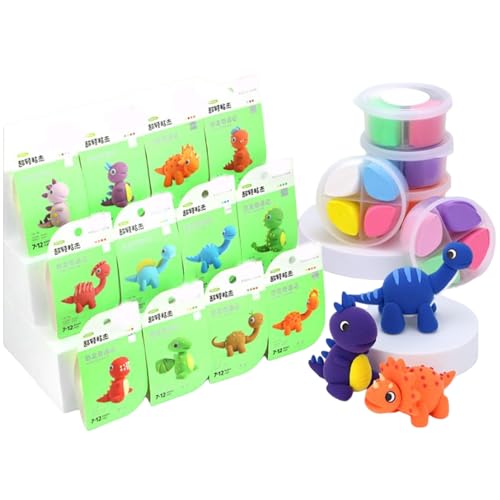 Modelliermasse für Kinder – Modellierset – Niedliches Modellierset mit Haustier-, Dessert- und Dinosaurier-Motiven für Kinder | Kreatives, leichtes Bastelset, Modellierspielzeug mit 12 Motiven Modelliermasse für Kinder – Modellierset – Niedliches Modellierset mit Haustier-, Dessert- und Dinosaurier-Motiven für Kinder | Kreatives, leichtes Bastelset, Modellierspielzeug mit 12 Motiven von Vibhgtf