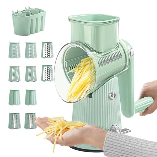 Rotierender Gemüseschneider, rotierende Käsereibe – 5-in-1-Käsezerkleinerer mit Kurbel – tragbare Käsereibe, effizienter Gemüseschneider für Obst und Kartoffeln von Vibhgtf