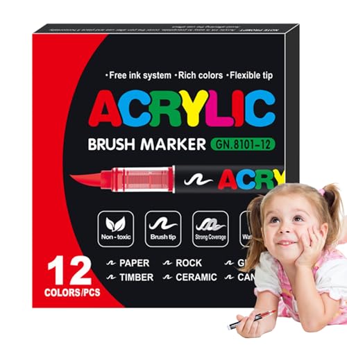 Vibhgtf Acrylfarbenmarker, ische Marker | Permanente Zeichenmarkierungen, wasserdichte Markierungen für Fein und Pinsel, Versorgung mit kreativem Zeichnungskunst für Färben, D. Metall und anderen bis von Vibhgtf