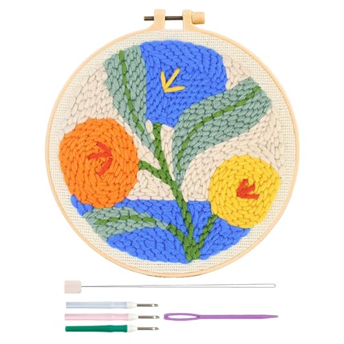 Vibhgtf Kits für gestickte Anfänger, Wandkunstspiel mit Blumensticken, Easy Embroidery Tools, Creative Floral Embroidery Kits, Handmade Embroidery Cloth Kit for Men and Women von Vibhgtf