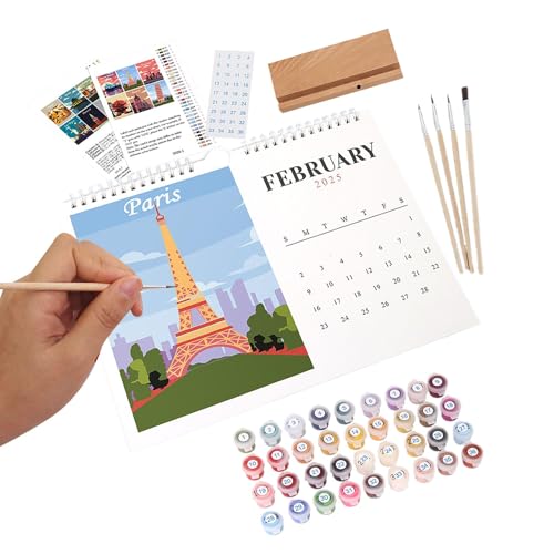 Wandkalender 2025 - Malen nach Zahlen Kalender | Monatskalender 2025 mit Pinsel und Acrylfarbe, dekorativer Schreibtischkalender für Zuhause und Schule Wandkalender 2025 - Malen nach Zahlen Kalender | Monatskalender 2025 mit Pinsel und Acrylfarbe, dekorativer Schreibtischkalender für Zuhause und Schule von Vibhgtf