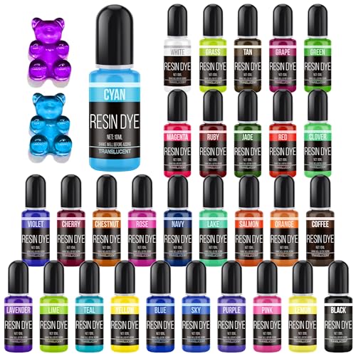 Epoxidharz Farbe - 30 Farben Flüssiges Epoxid Harz Pigment Farbstoff für Kunstharz, Kunsthandwerk - Konzentrierte Harzfarben für DIY Schmuckherstellung, Harz Gießen, Epoxy Resin Kunst- je 10ml Epoxidharz Farbe - 30 Farben Flüssiges Epoxid Harz Pigment Farbstoff für Kunstharz, Kunsthandwerk - Konzentrierte Harzfarben für DIY Schmuckherstellung, Harz Gießen, Epoxy Resin Kunst- je 10ml von Vibrandye