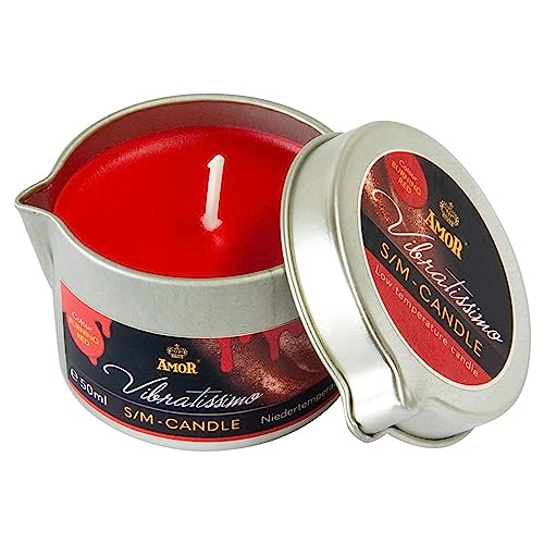 VIBRATISSIMO S/M Kerze Burning Red 50 ml I Niedertemperatur in rot I hochwertiger Kerzenwachs geruchlos I Tropfkerze für Erotik Spiele I romantische Massagekerze für Paare I Wax Candle von Vibratissimo