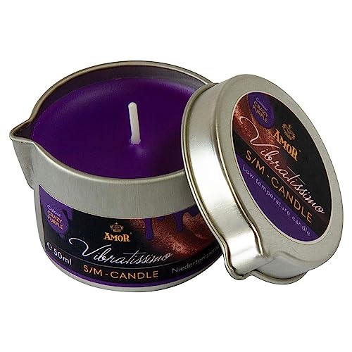 VIBRATISSIMO S/M Kerze Crazy Purple 50 ml I Niedertemperatur-Kerze in lila I hochwertiger Kerzenwachs geruchlos I Tropfkerze für Erotik Spiele I romantische Massagekerze für Paare I Wax Candle von Vibratissimo