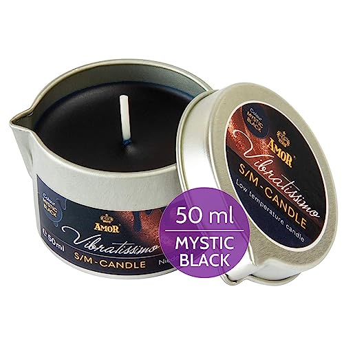 VIBRATISSIMO S/M Kerze Mystic Black 50 ml I Niedertemperatur-Kerze in schwarz I hochwertiger Kerzenwachs geruchlos I Tropfkerze für Erotik Spiele I romantische Massagekerze für Paare I Wax Candle von Vibratissimo