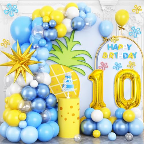10. Blau Gelb Klar Luftballons Girlande Bogen Kit Gold 10 Zahlen Ballons 10 Geburtstag Dekoration für Jungen Mädchen Geburtstag Babyparty Party Supplies 10. Blau Gelb Klar Luftballons Girlande Bogen Kit Gold 10 Zahlen Ballons 10 Geburtstag Dekoration für Jungen Mädchen Geburtstag Babyparty Party Supplies von Vibzox