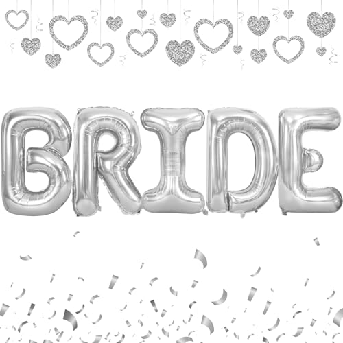 101,6 cm große silberne Brautballons, große silberne Buchstabe Braut Banner Ballons für Junggesellinnenabschied, Brautparty, Helium-Folienballon für Hochzeit, Verlobung, zukünftige Braut 101,6 cm große silberne Brautballons, große silberne Buchstabe Braut Banner Ballons für Junggesellinnenabschied, Brautparty, Helium-Folienballon für Hochzeit, Verlobung, zukünftige Braut von Vibzox