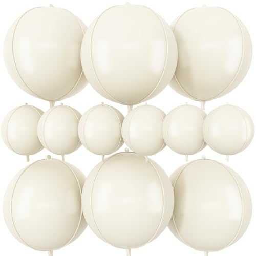 12 Stück cremeweiße, runde Folienballons, 55,9 cm und 25,4 cm, 4D-Heliumballon, 4D-Mylar-Ballon, beige, großer Folienballon, sandweiß, für Geburtstag, Boho, Hochzeit, Jahrestag, Brautparty 12 Stück cremeweiße, runde Folienballons, 55,9 cm und 25,4 cm, 4D-Heliumballon, 4D-Mylar-Ballon, beige, großer Folienballon, sandweiß, für Geburtstag, Boho, Hochzeit, Jahrestag, Brautparty von Vibzox